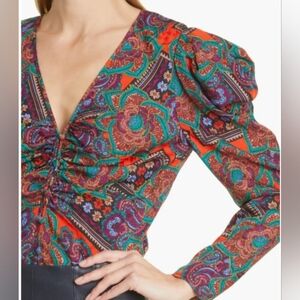 Veronica Beard Simmons Paisley Floral Silk Blend Top